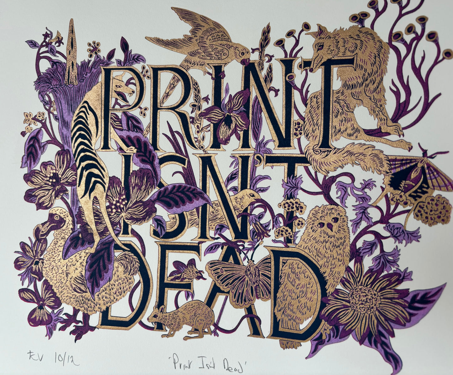 Print Isn't Dead limited edition linoprint (purple/lilac)