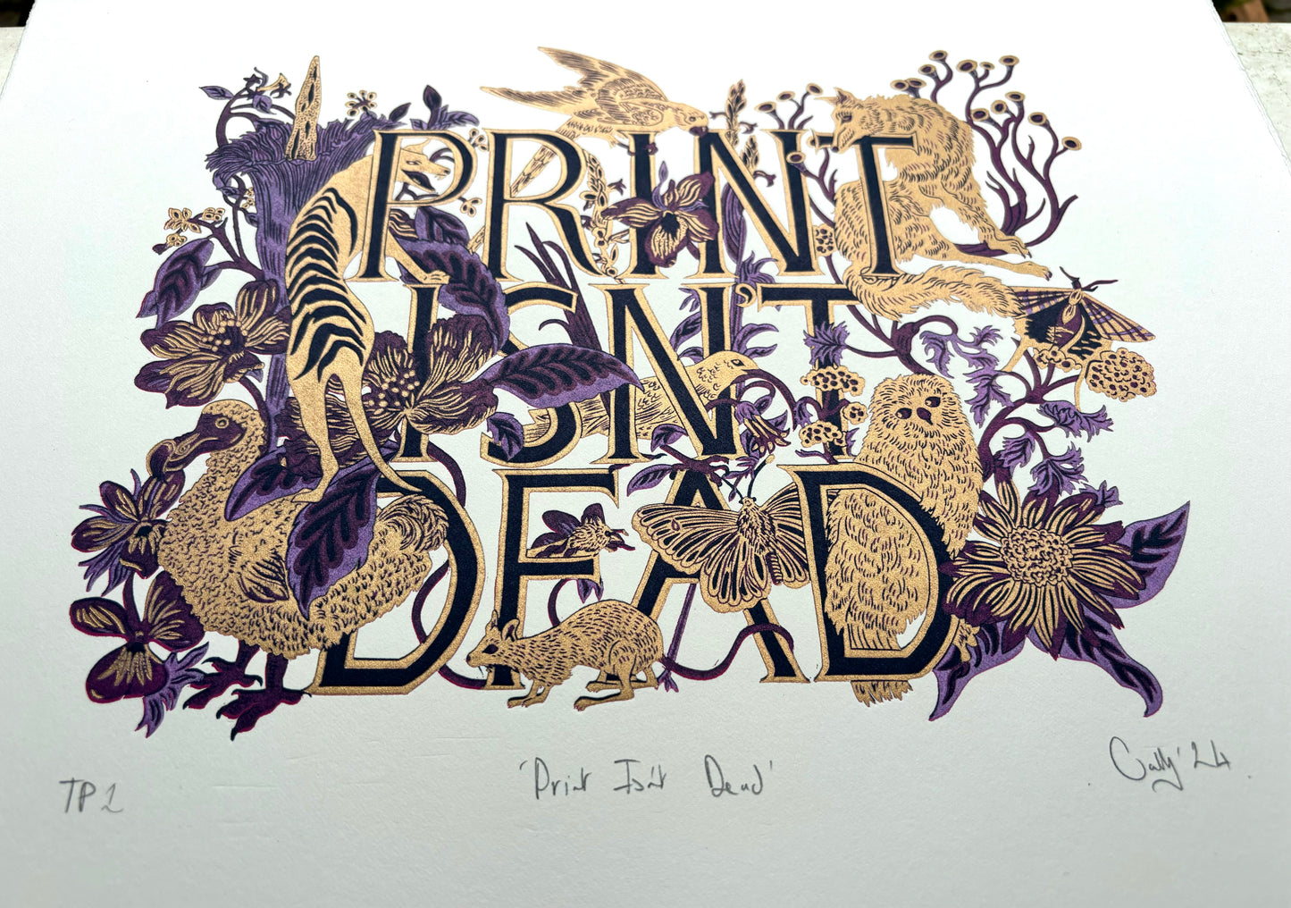 Print Isn't Dead limited edition linoprint (purple/lilac)