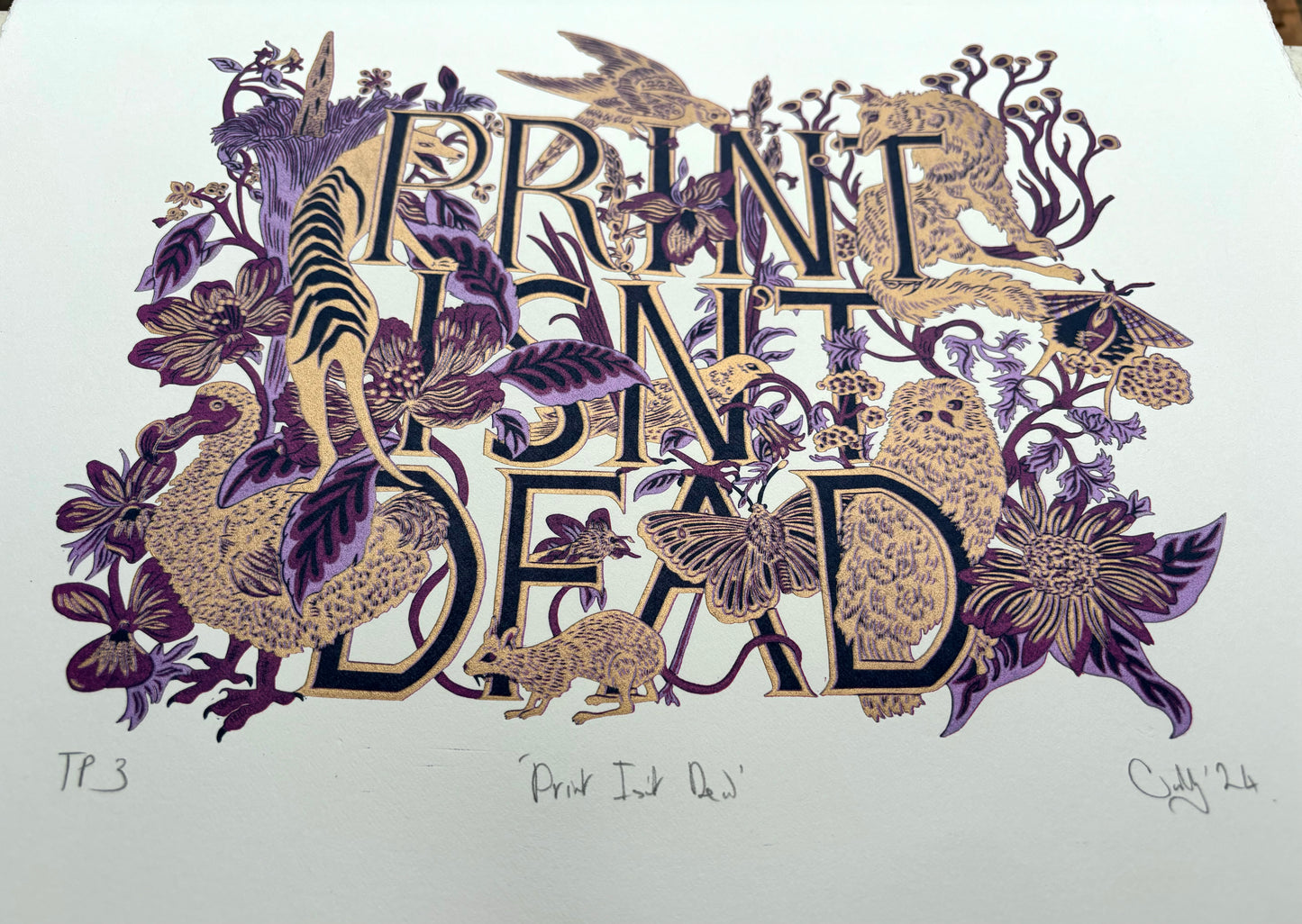 Print Isn't Dead limited edition linoprint (purple/lilac)
