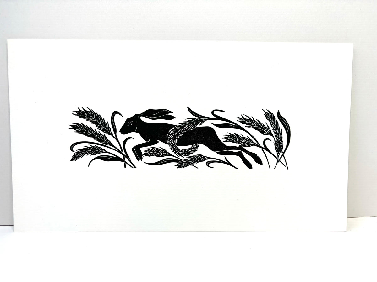 Super Seconds Festival listing: Running Hare linoprint