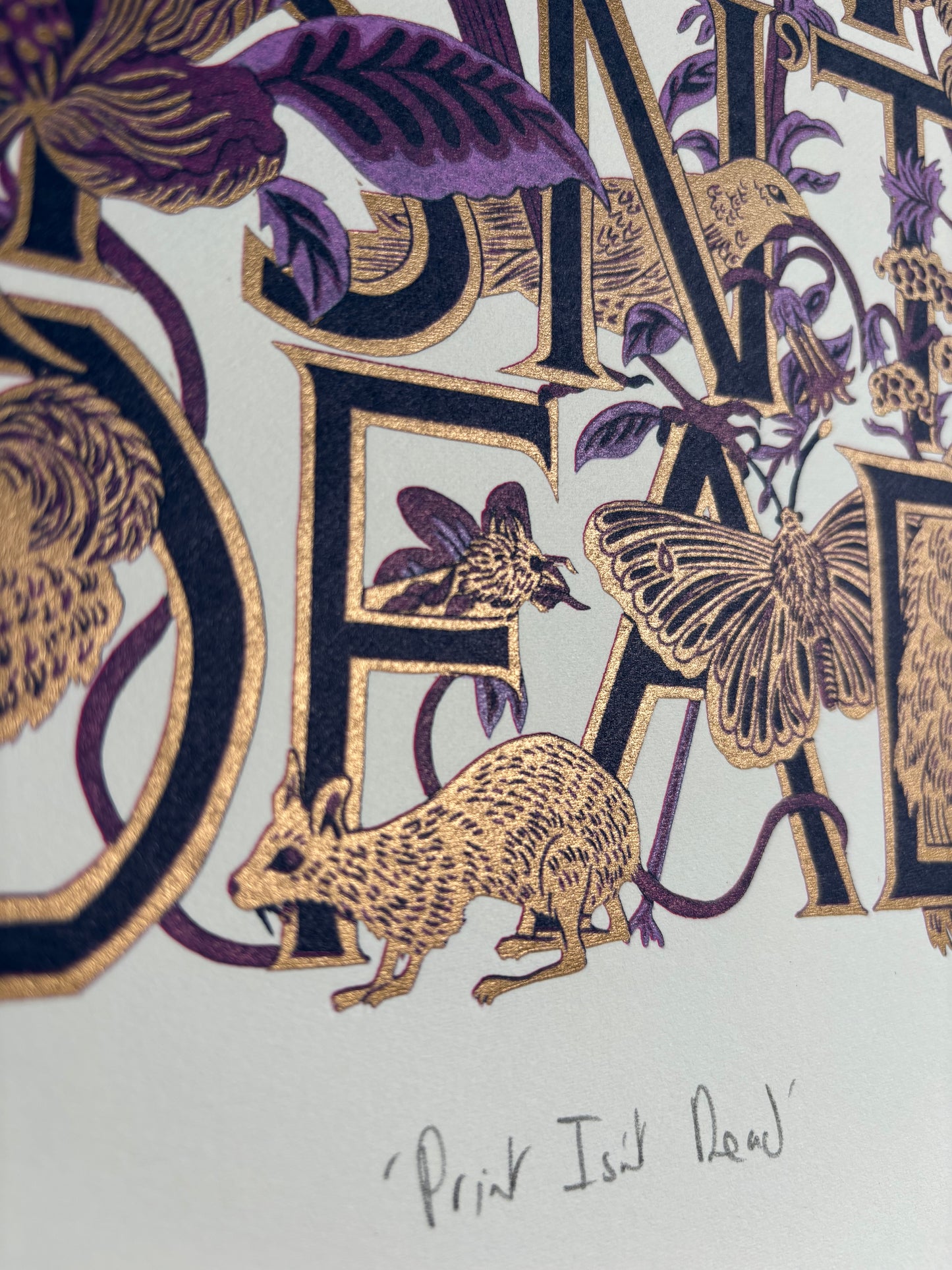 Print Isn't Dead limited edition linoprint (purple/lilac)