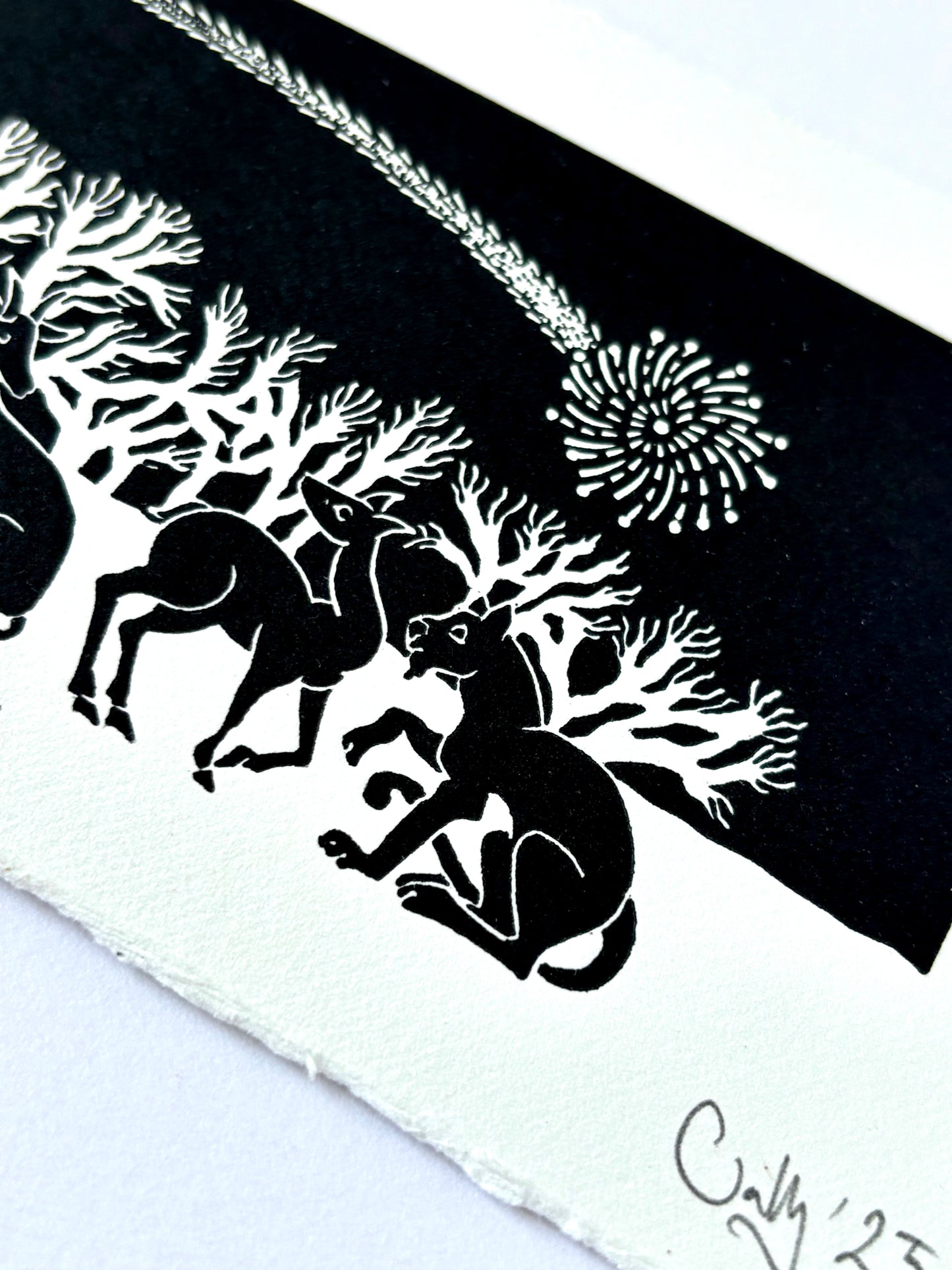 Beasties on the Heath limited edition linoprint