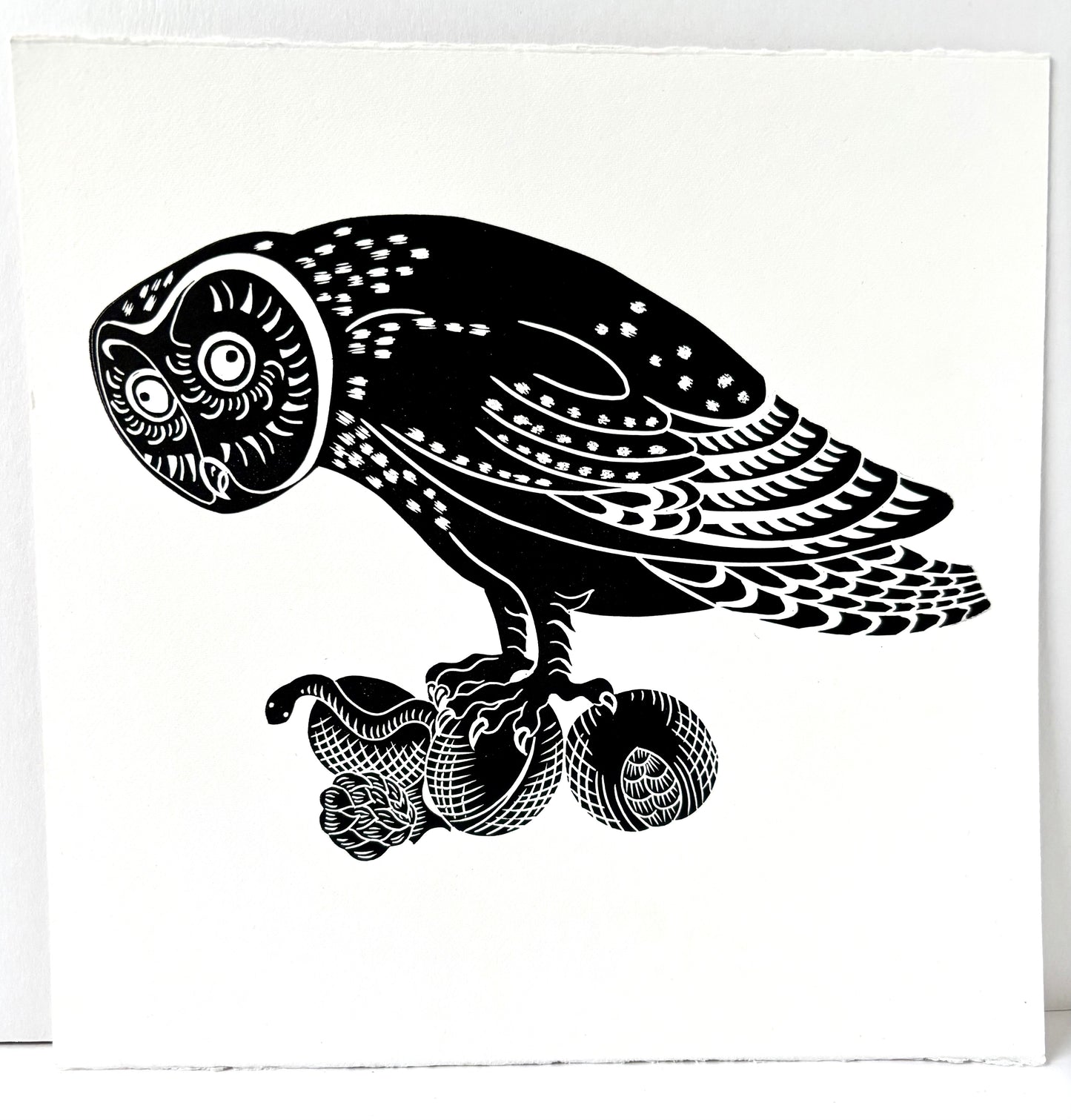 Anxious Owl limited edition linoprint