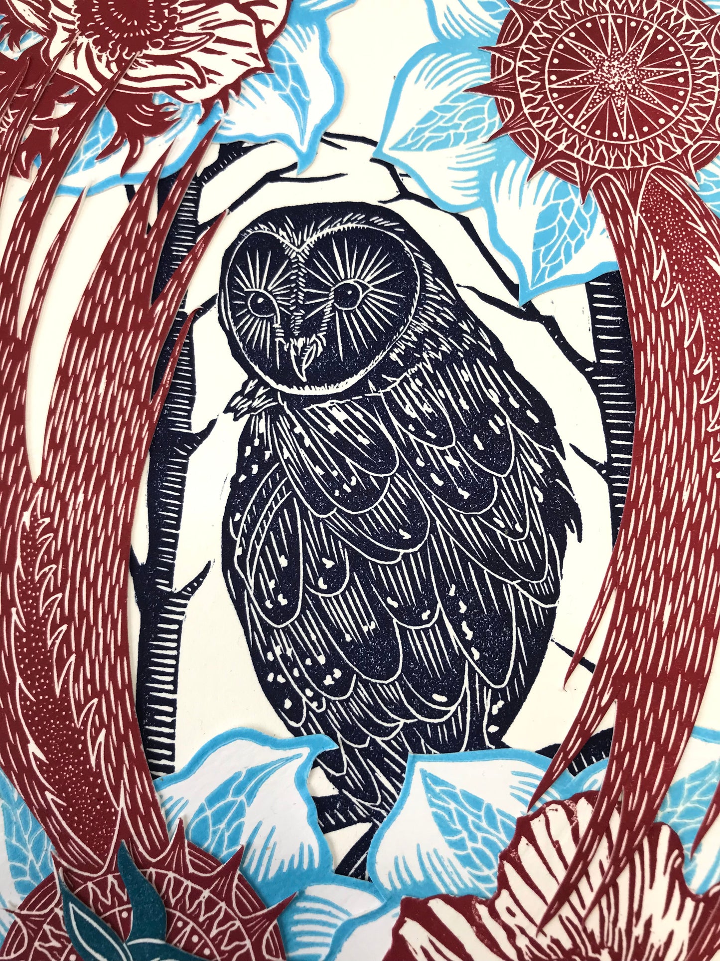 The Dragon and Owl original print collage