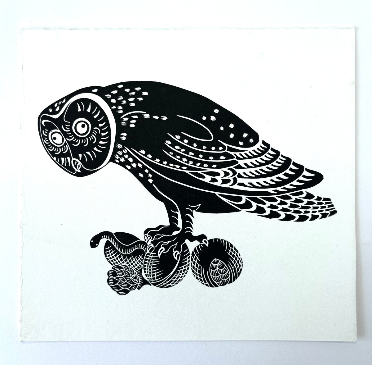 Super Seconds Festival Listing: Anxious Owl limited edition linoprint