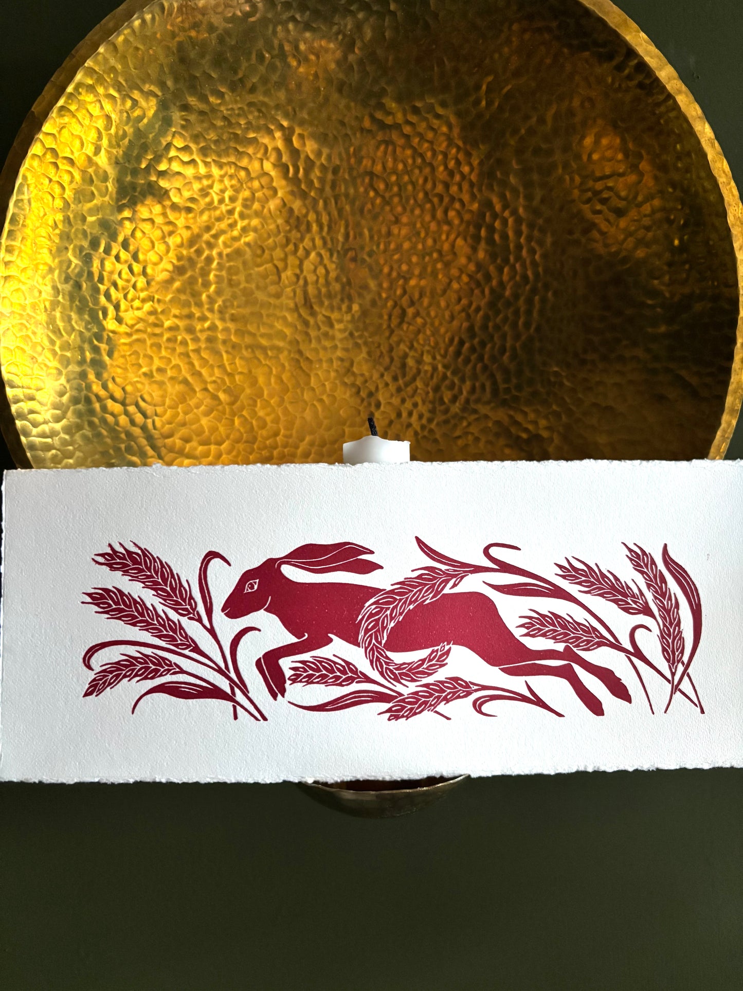 Mini sample linoprint-hare and wheat 4