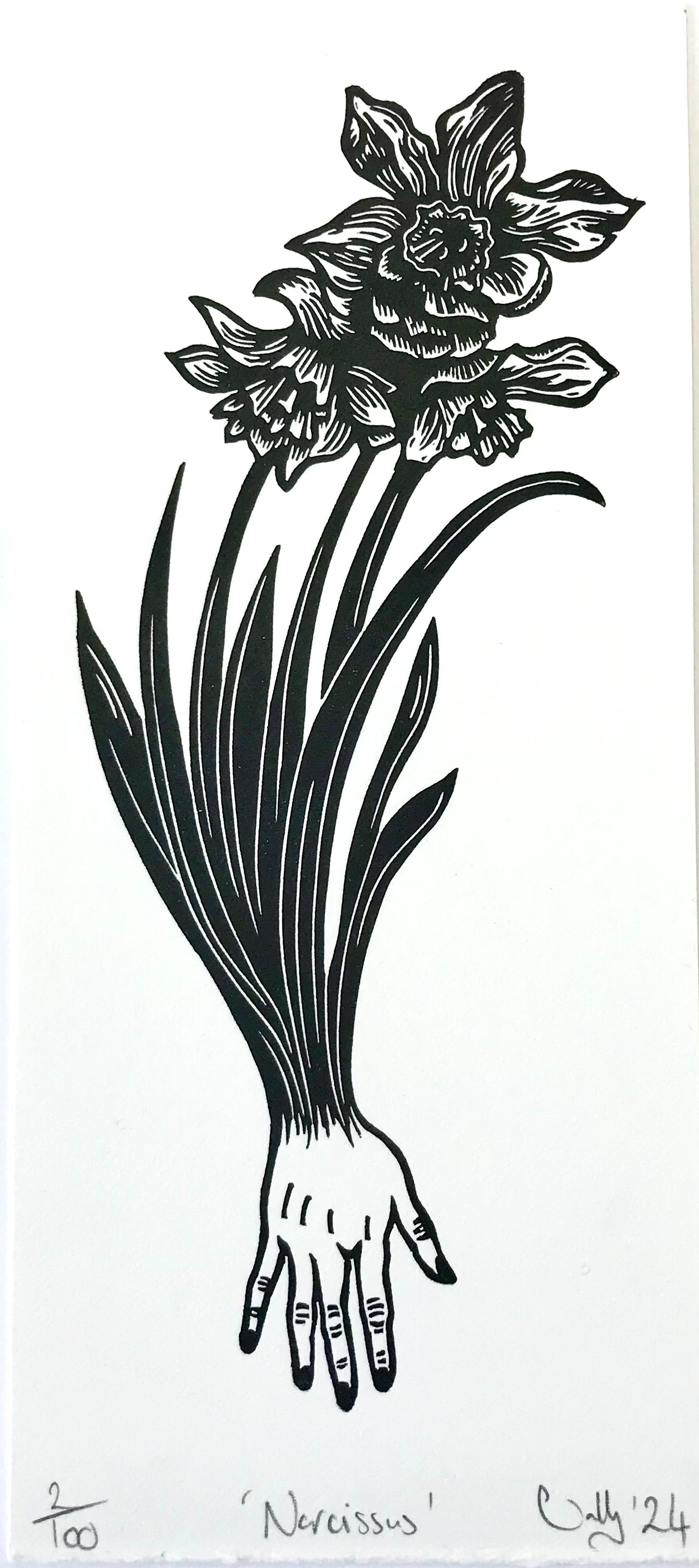 Narcissus limited edition linoprint