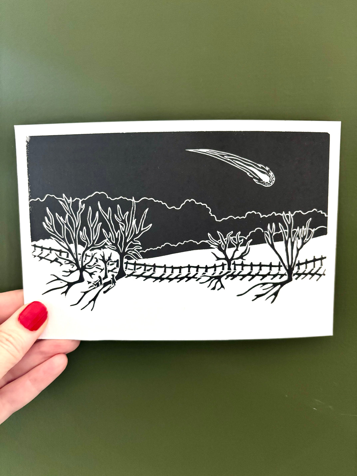 Super Seconds festival listing: 'Winter Comet' linoprint no.4