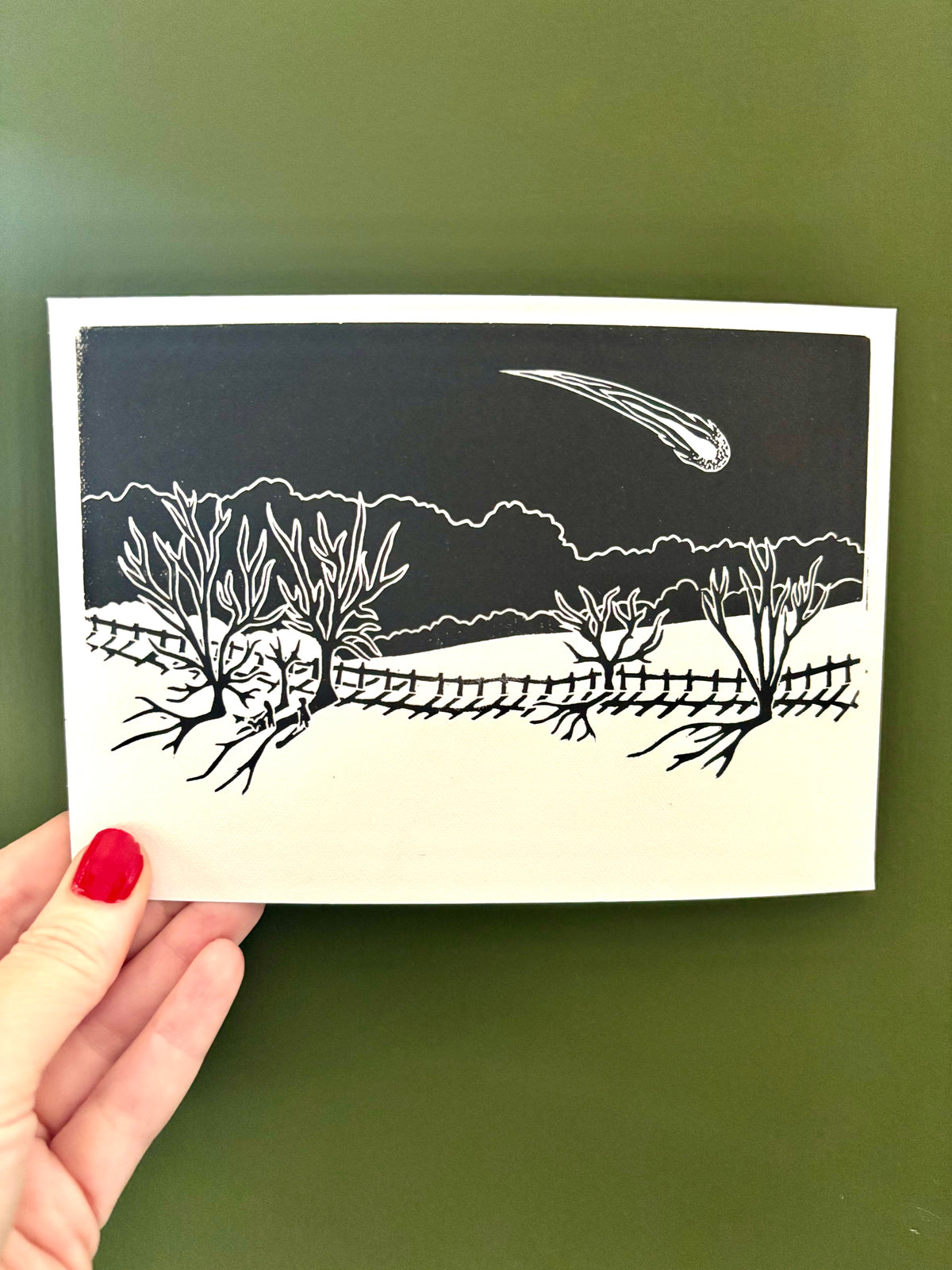Super Seconds festival listing: 'Winter Comet' linoprint no.5