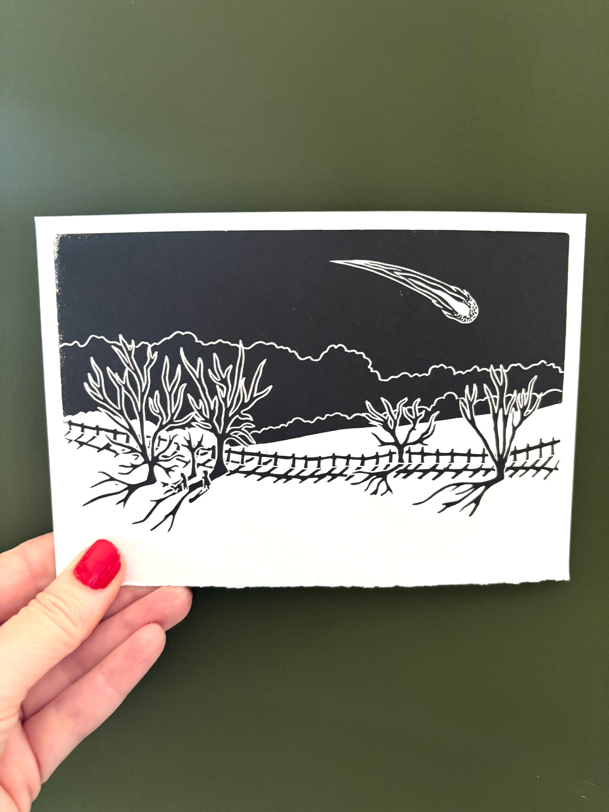 Super Seconds festival listing: 'Winter Comet' linoprint no.6