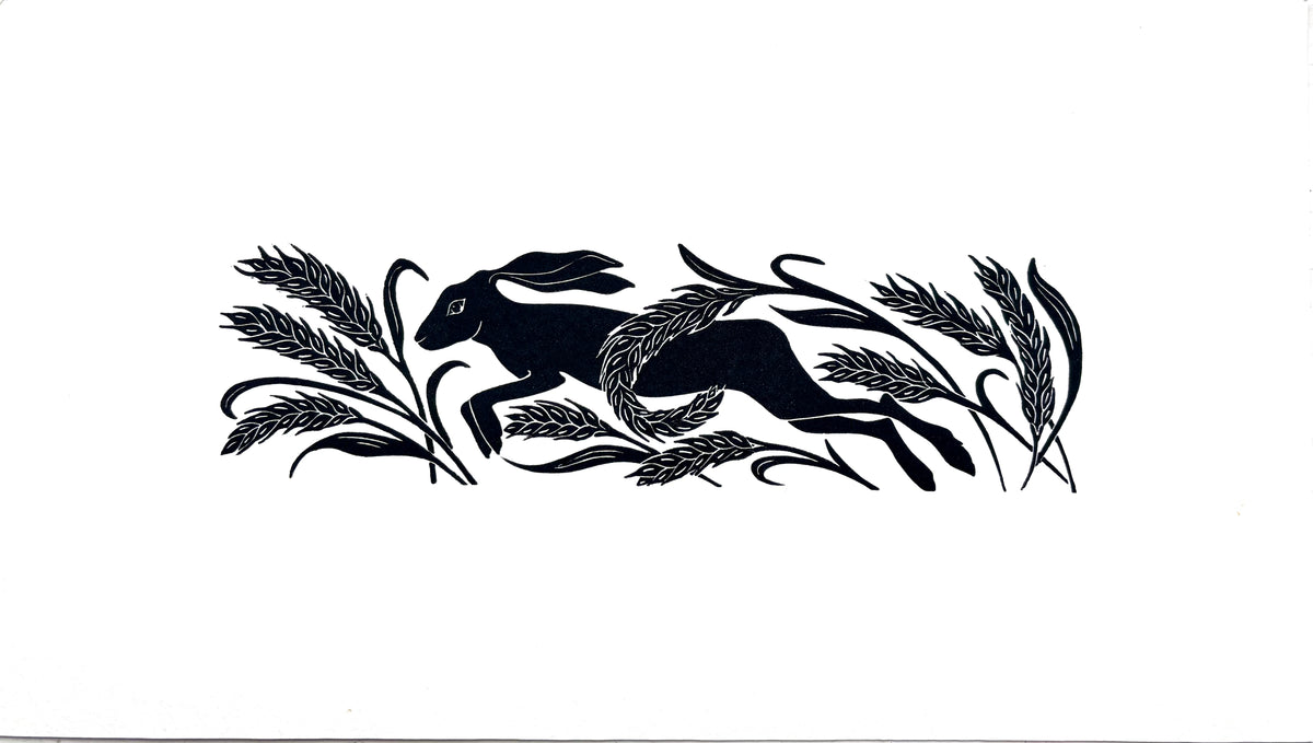 Super Seconds Festival listing: Running Hare linoprint 2