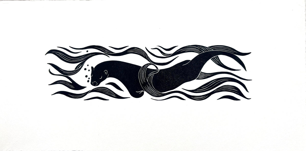 Super Seconds Festival listing: River Otter linoprint 2