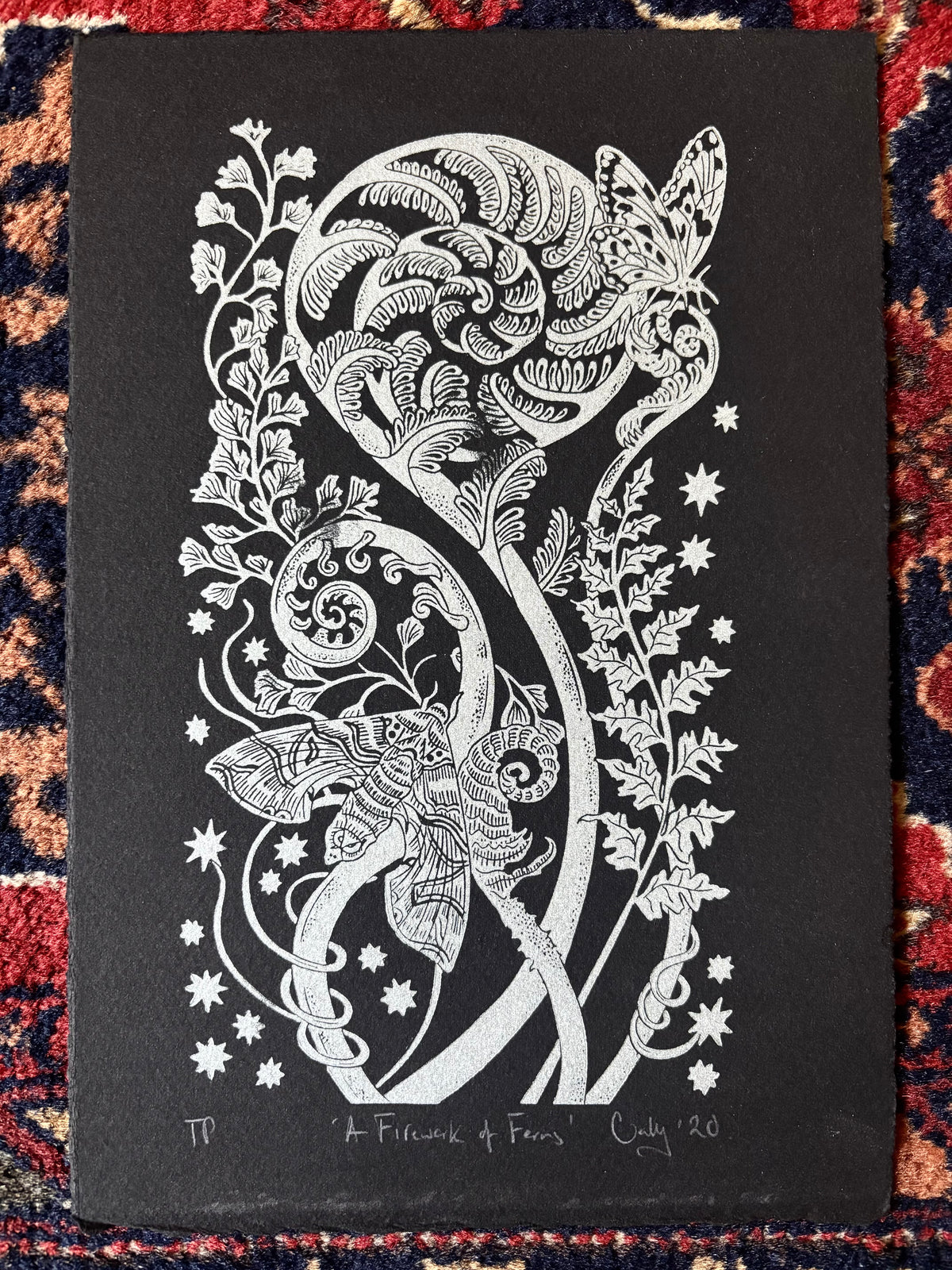 Super Seconds Festival listing: A Firework of Ferns limited edition linoprint 1