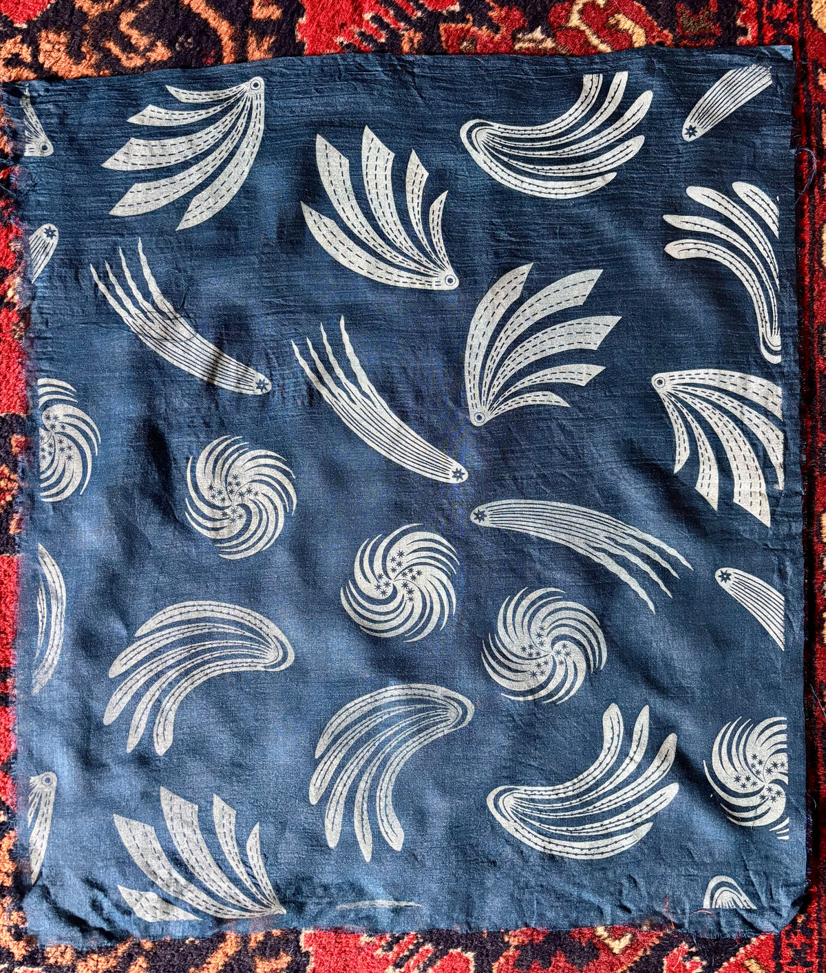 Super Seconds festival listing: Swatch of 100% silk with hand printed motifs