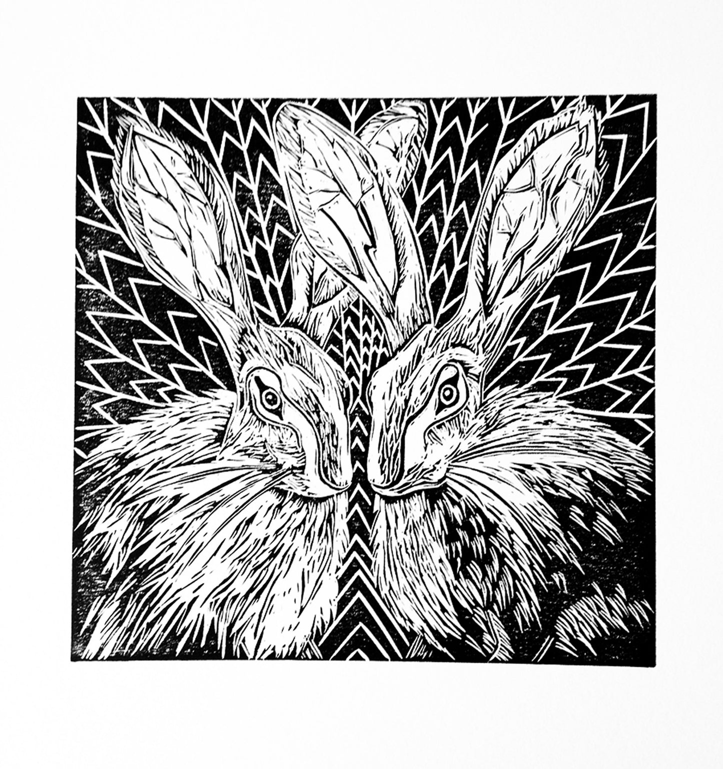 March Hares limited edition linoprint