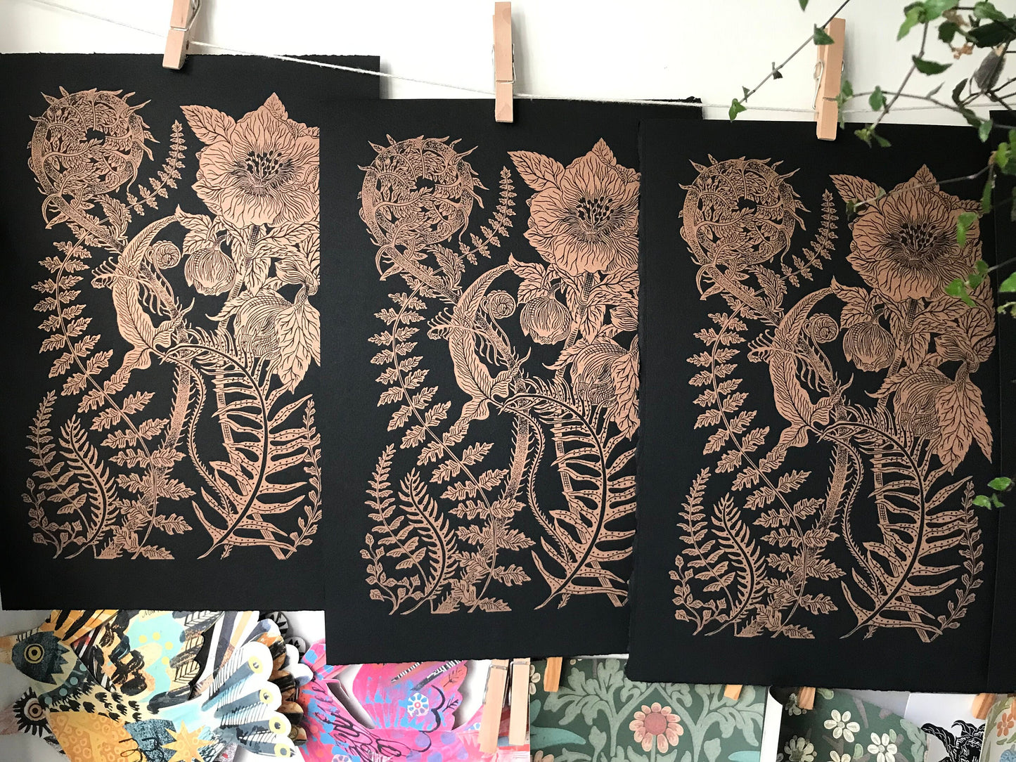 Wintering limited edition linoprint (copper edition)