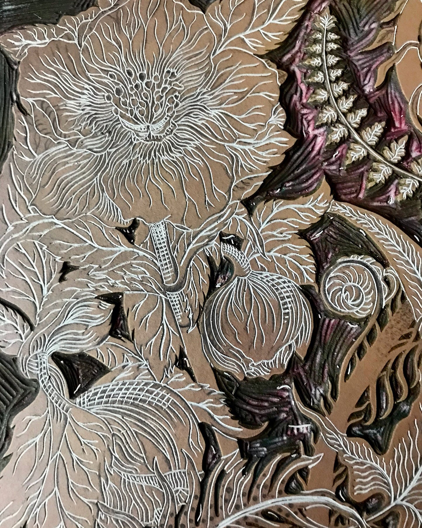 Wintering limited edition linoprint (copper edition)
