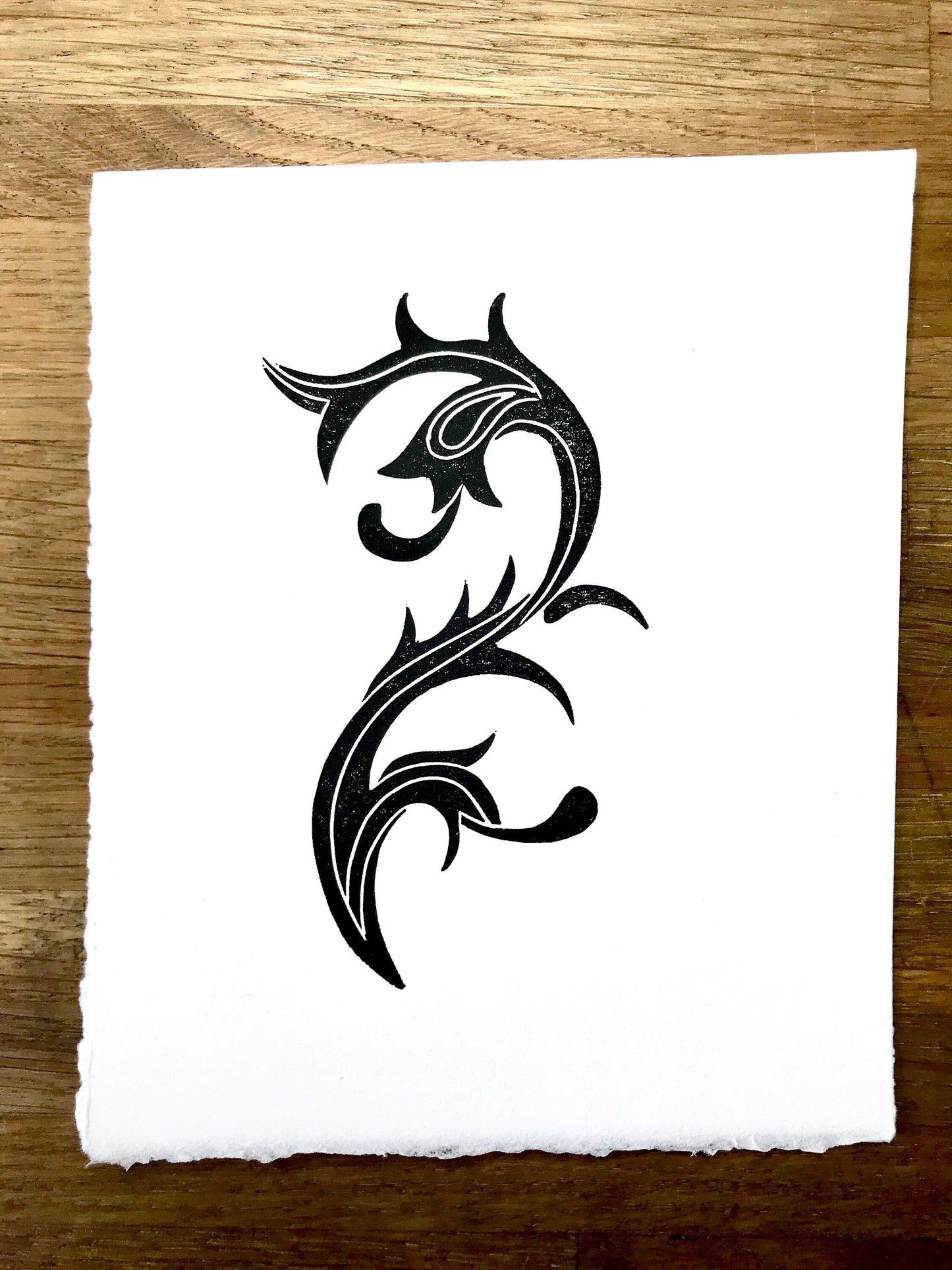 Mini Medieval Flourish linoprint