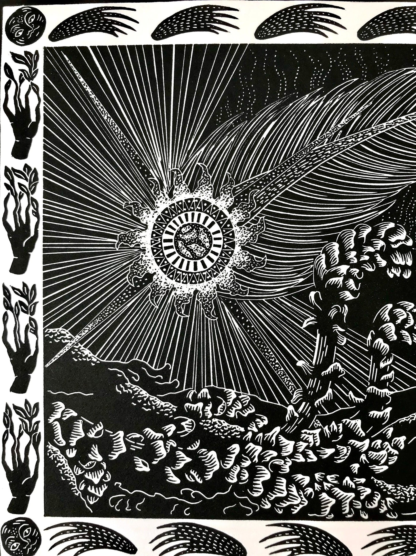 Realm of The White Horse limited edition linoprint