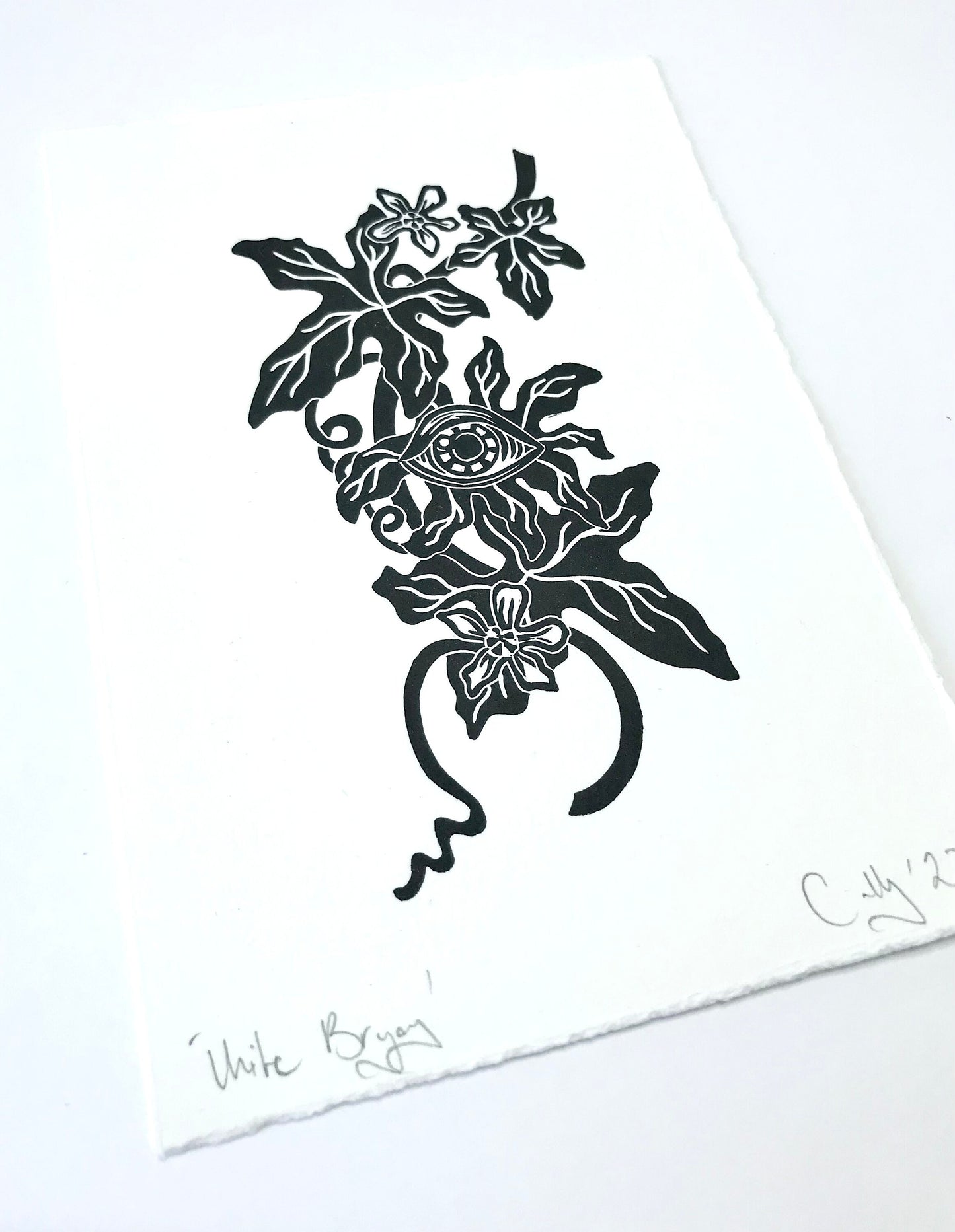 White Bryony wildflower linoprint