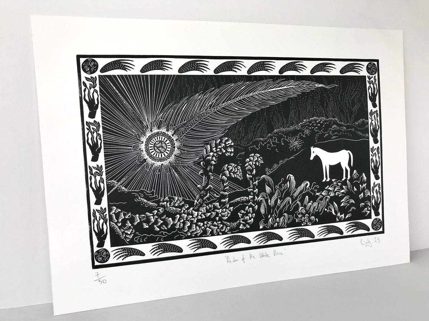 Realm of The White Horse limited edition linoprint