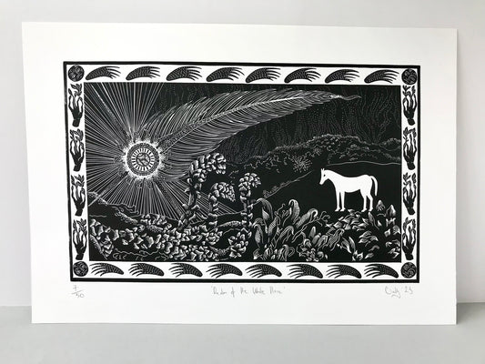 Realm of The White Horse limited edition linoprint