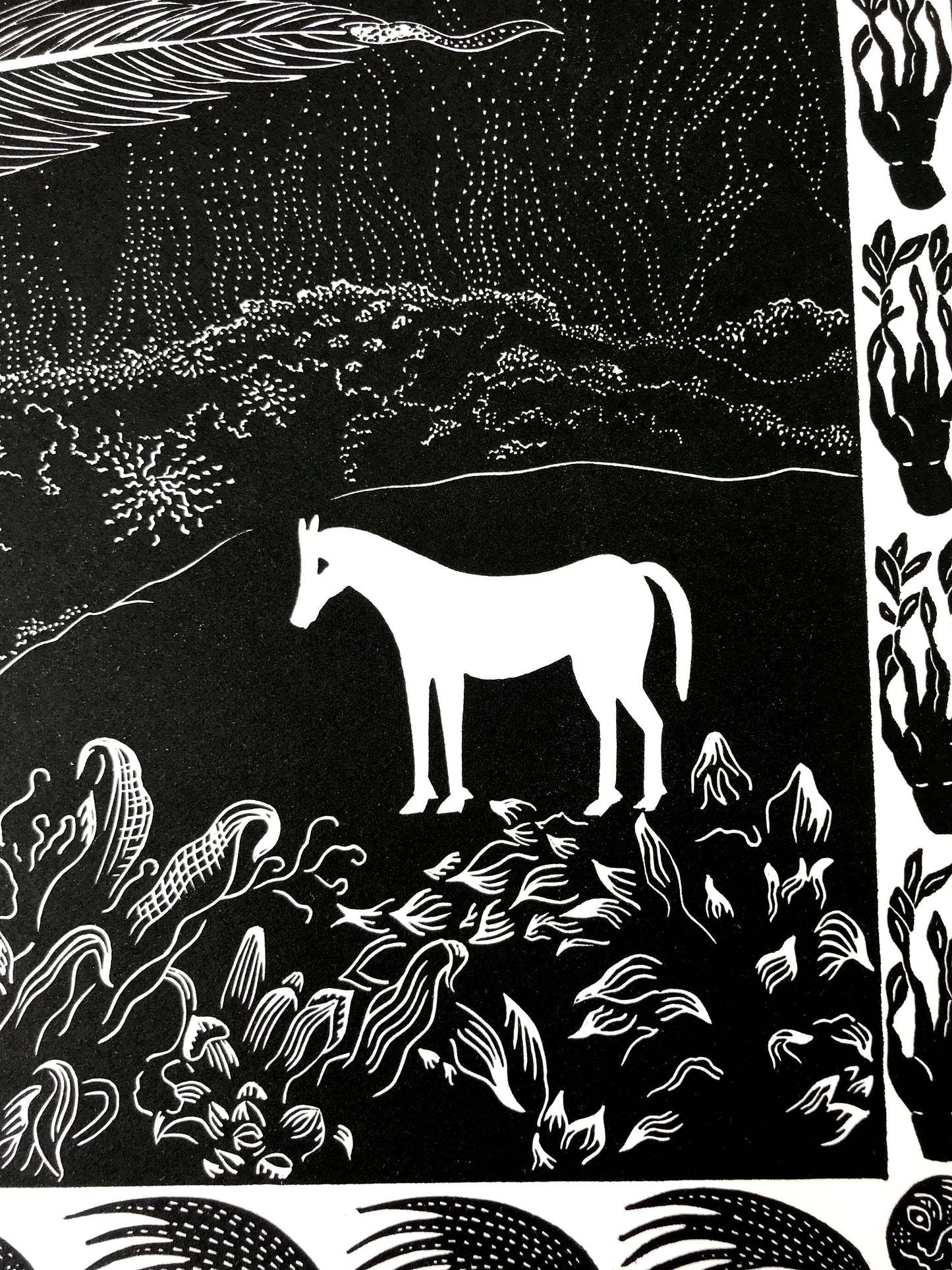 Realm of The White Horse limited edition linoprint