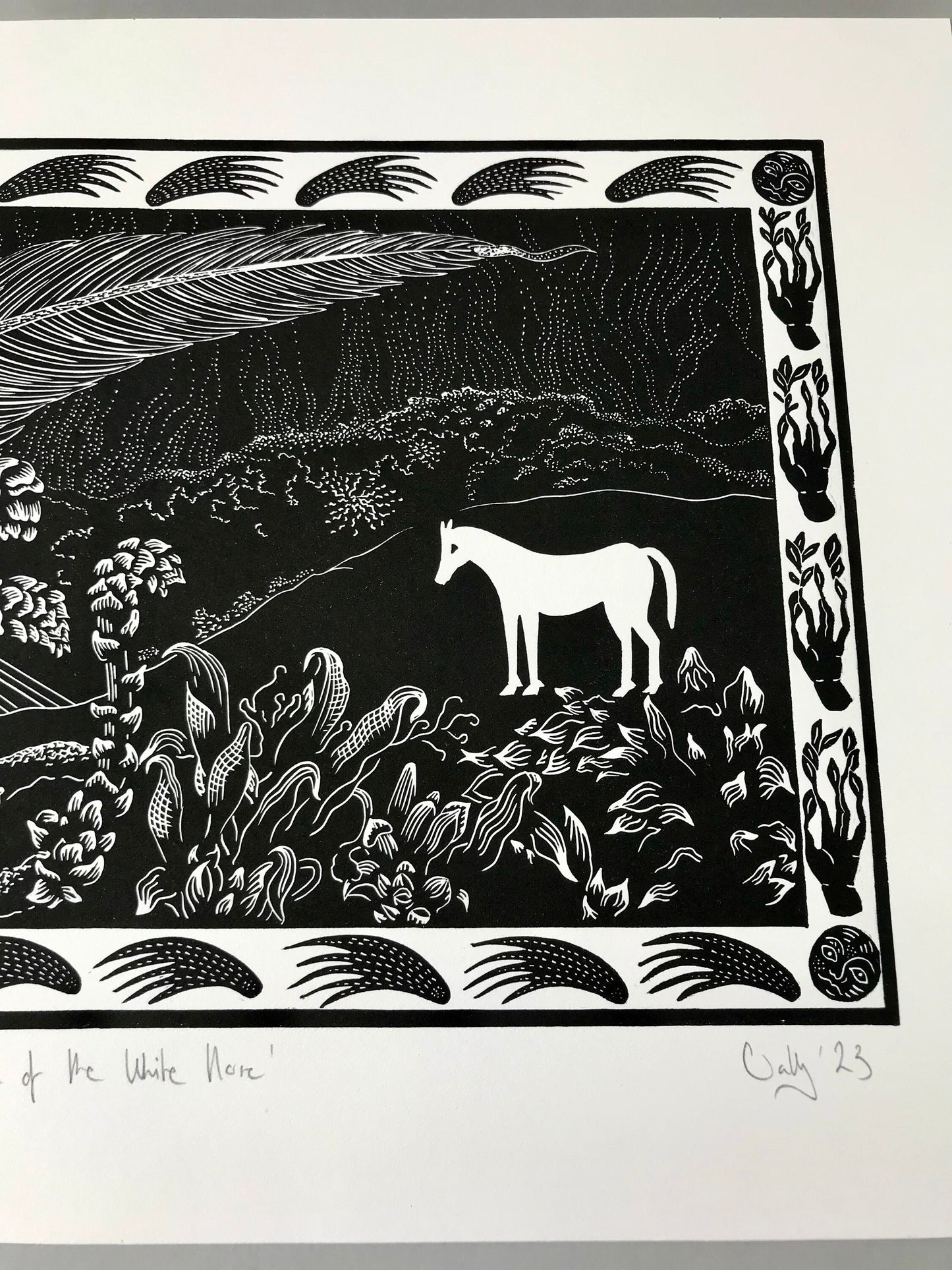Realm of The White Horse limited edition linoprint