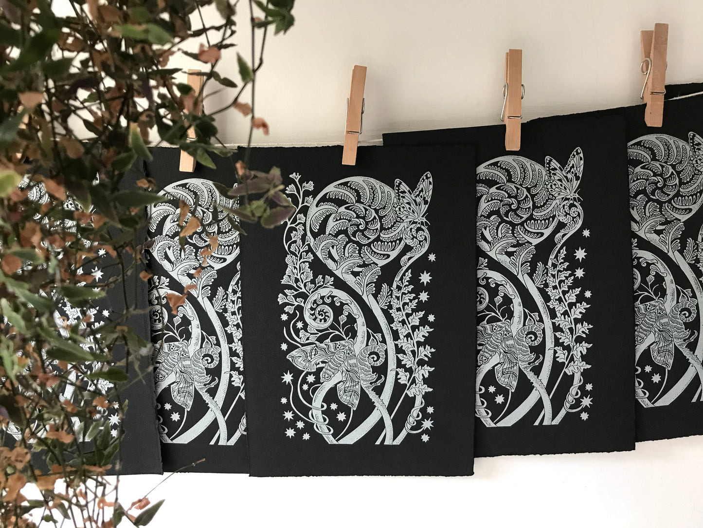 A Firework of Ferns limited edition linoprint.