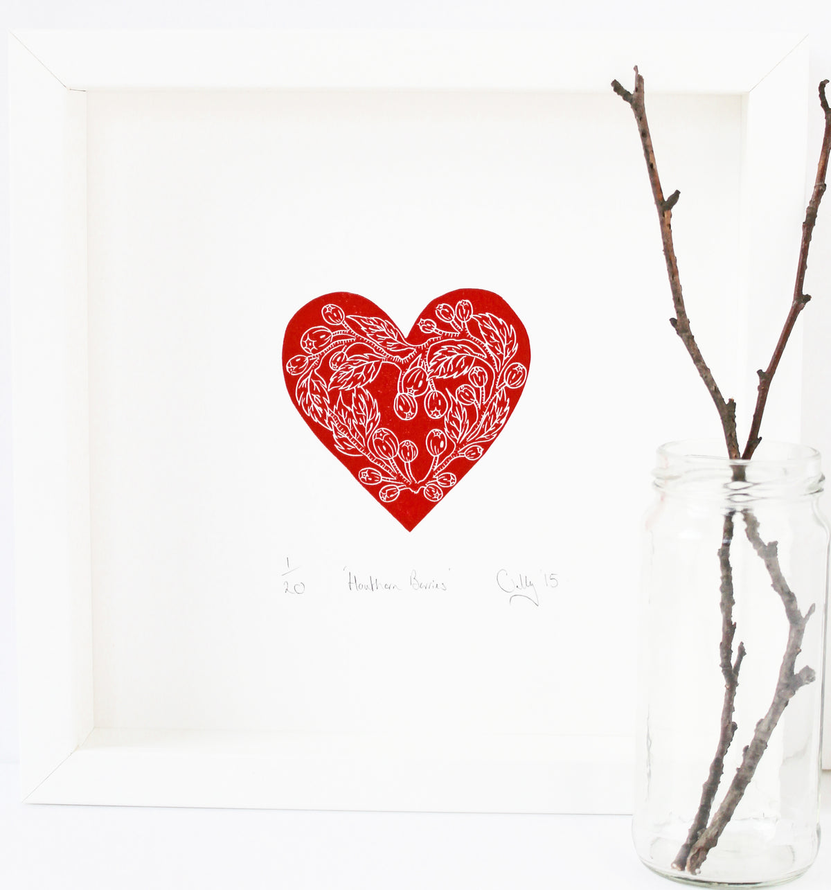 Super Seconds festival listing: Hawthorn Berries linoprint
