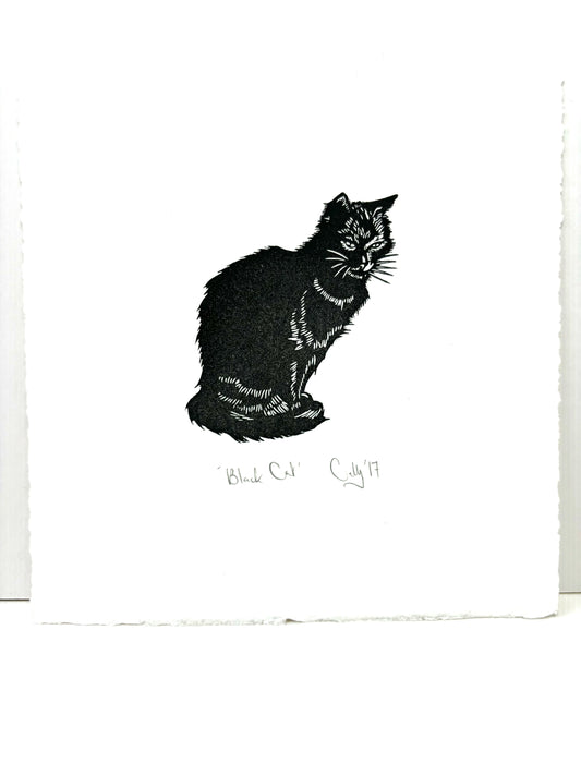 Black Cat linoprint