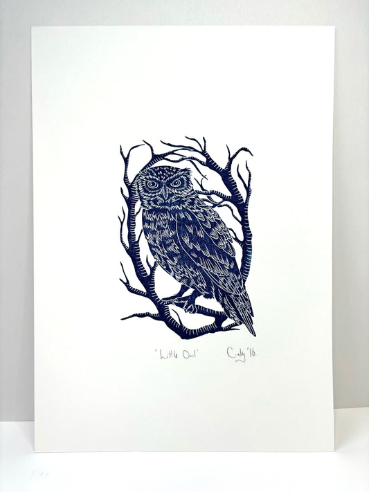 Super Seconds Festival listing: Little Owl linoprint