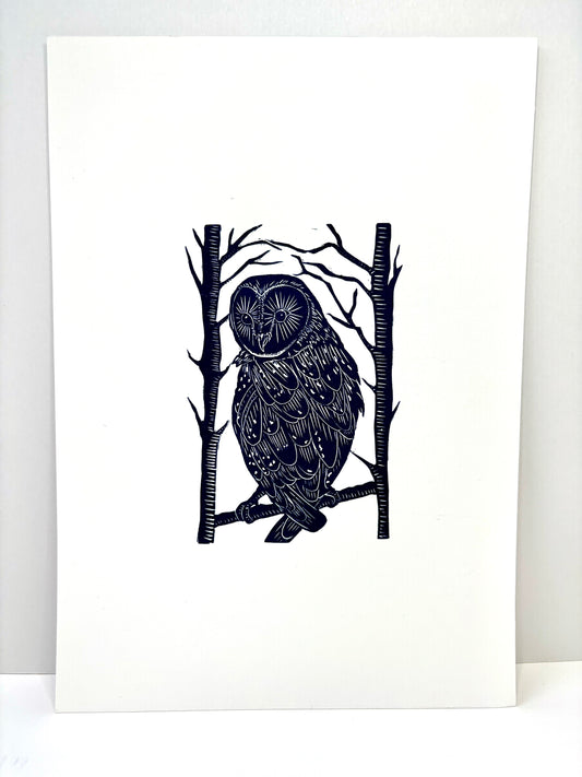 Super Seconds Festival listing: Winter Owl linoprint