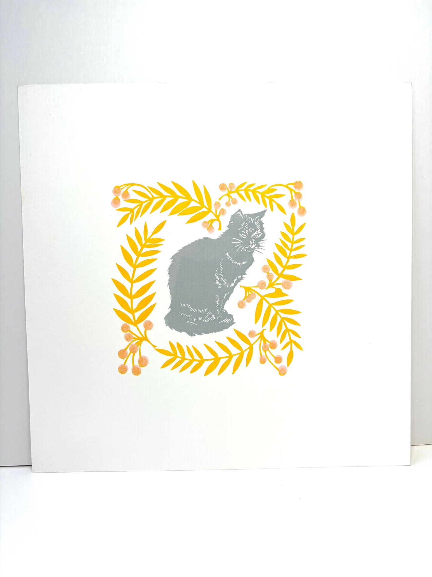 Super Seconds Festival listing: Grey Cat and Rowan linoprint