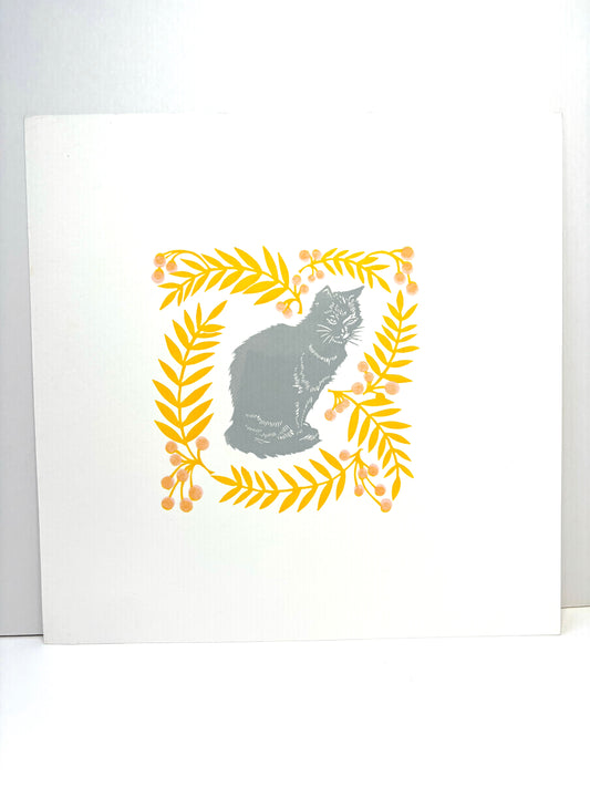 Super Seconds Festival listing: Grey Cat and Rowan linoprint