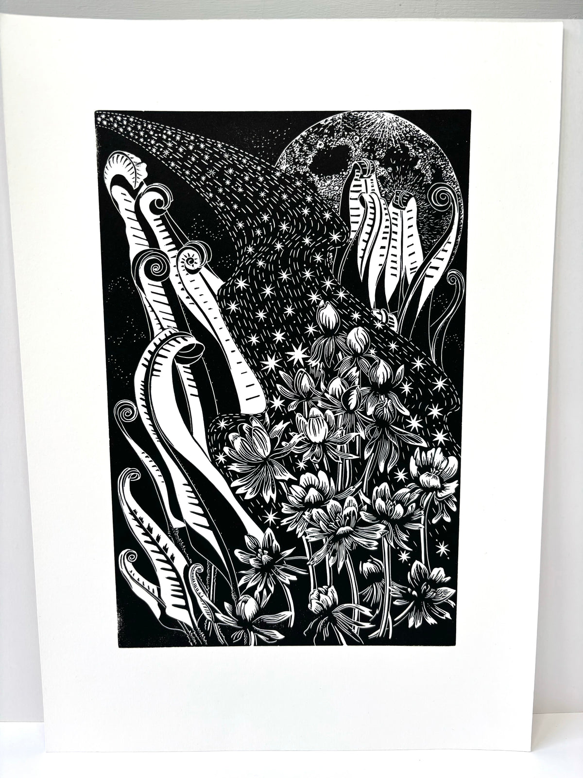 Super Seconds Festival listing: Anemones by Starlight linoprint