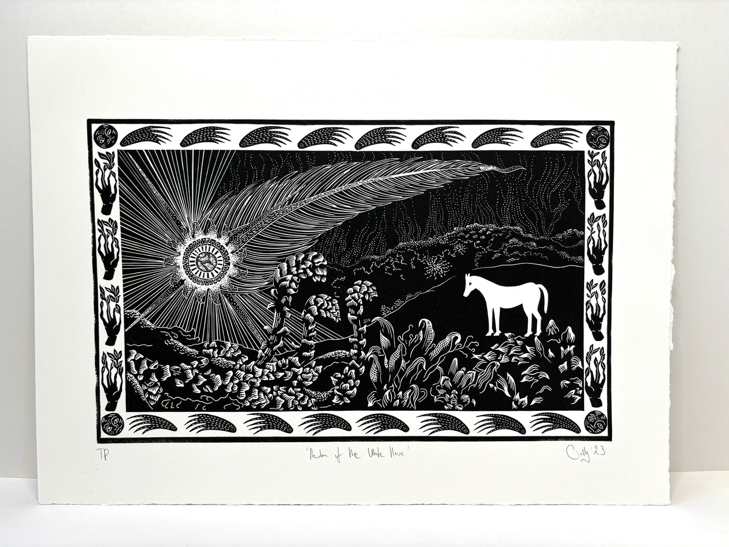 Super Seconds Festival listing: Realm of the White Horse linoprint