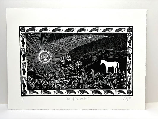 Super Seconds Festival listing: Realm of the White Horse linoprint