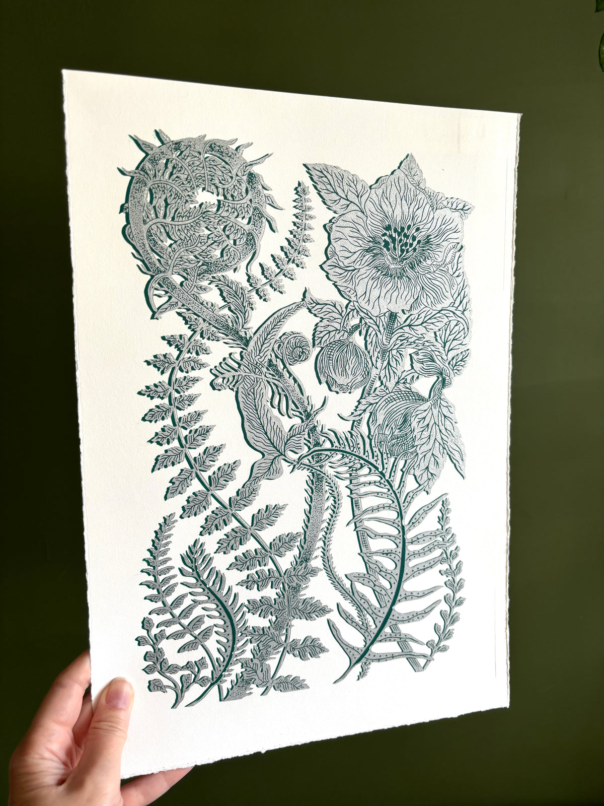 Super Seconds Festival listing: Wintering two colour linoprint