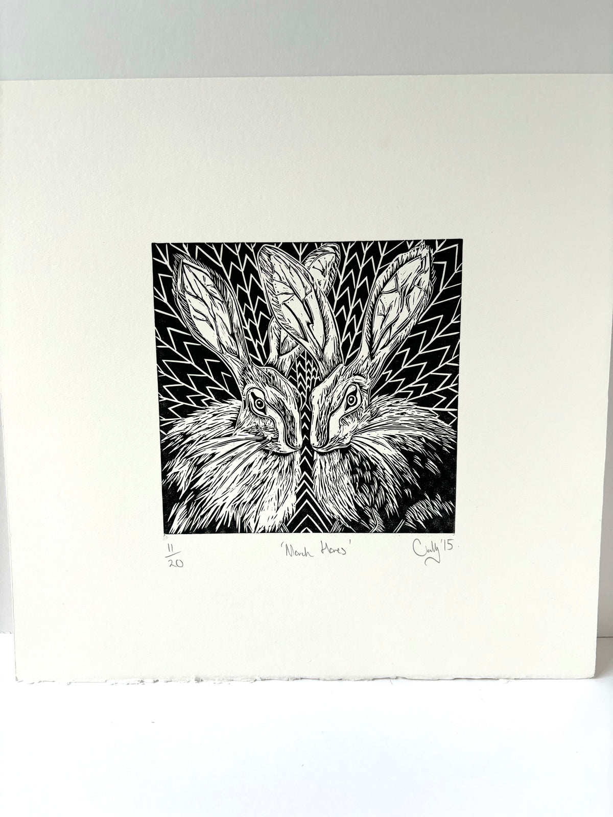 Super Seconds Festival listing: March Hares limited edition linoprint