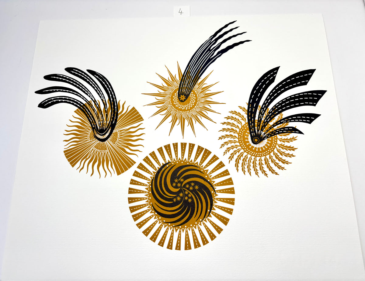 Super Seconds Festival listing: Hesperus test comet linoprint