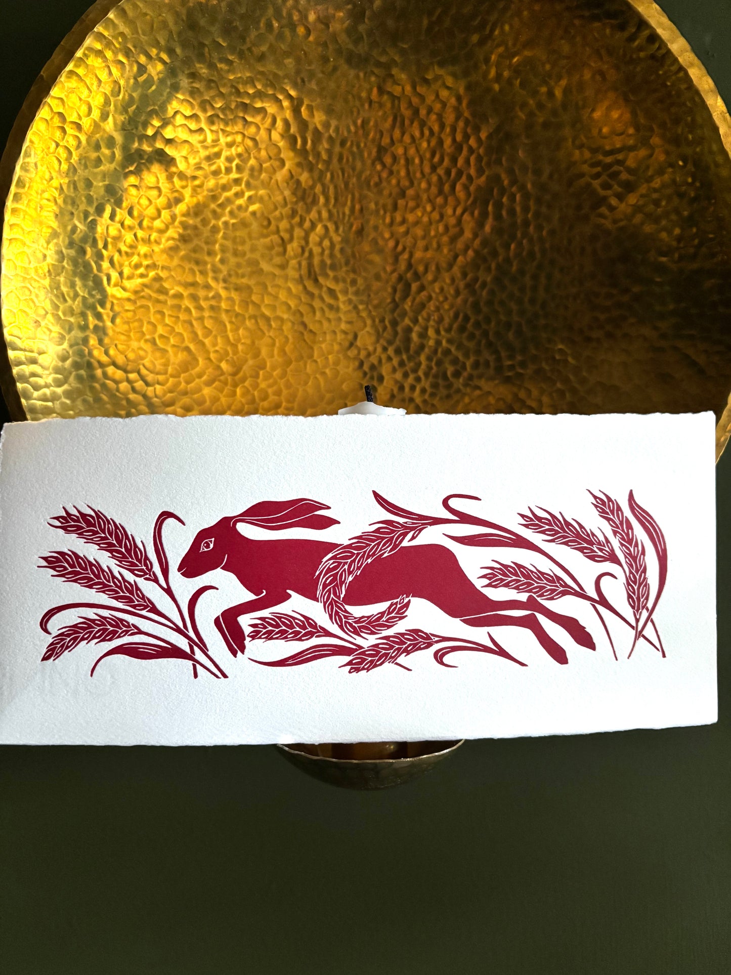 Mini sample linoprint-hare and wheat 1