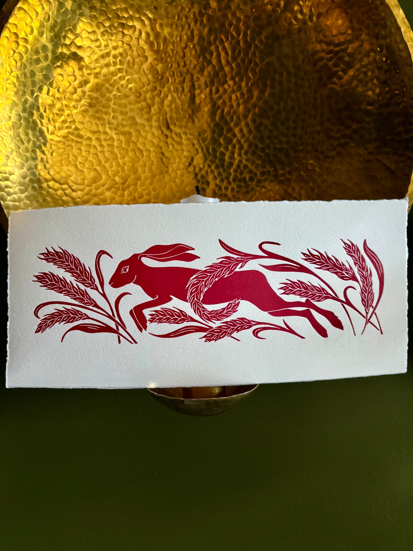 Mini sample linoprint-hare and wheat 2