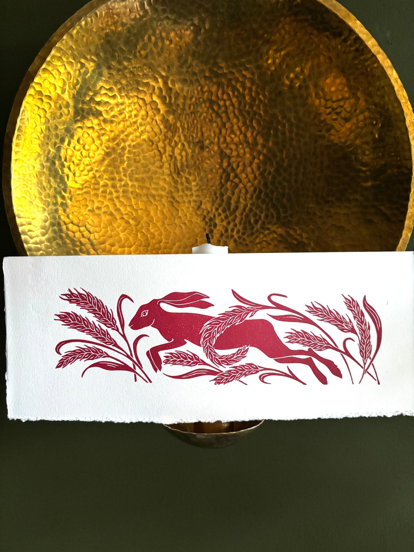 Mini sample linoprint-hare and wheat 3