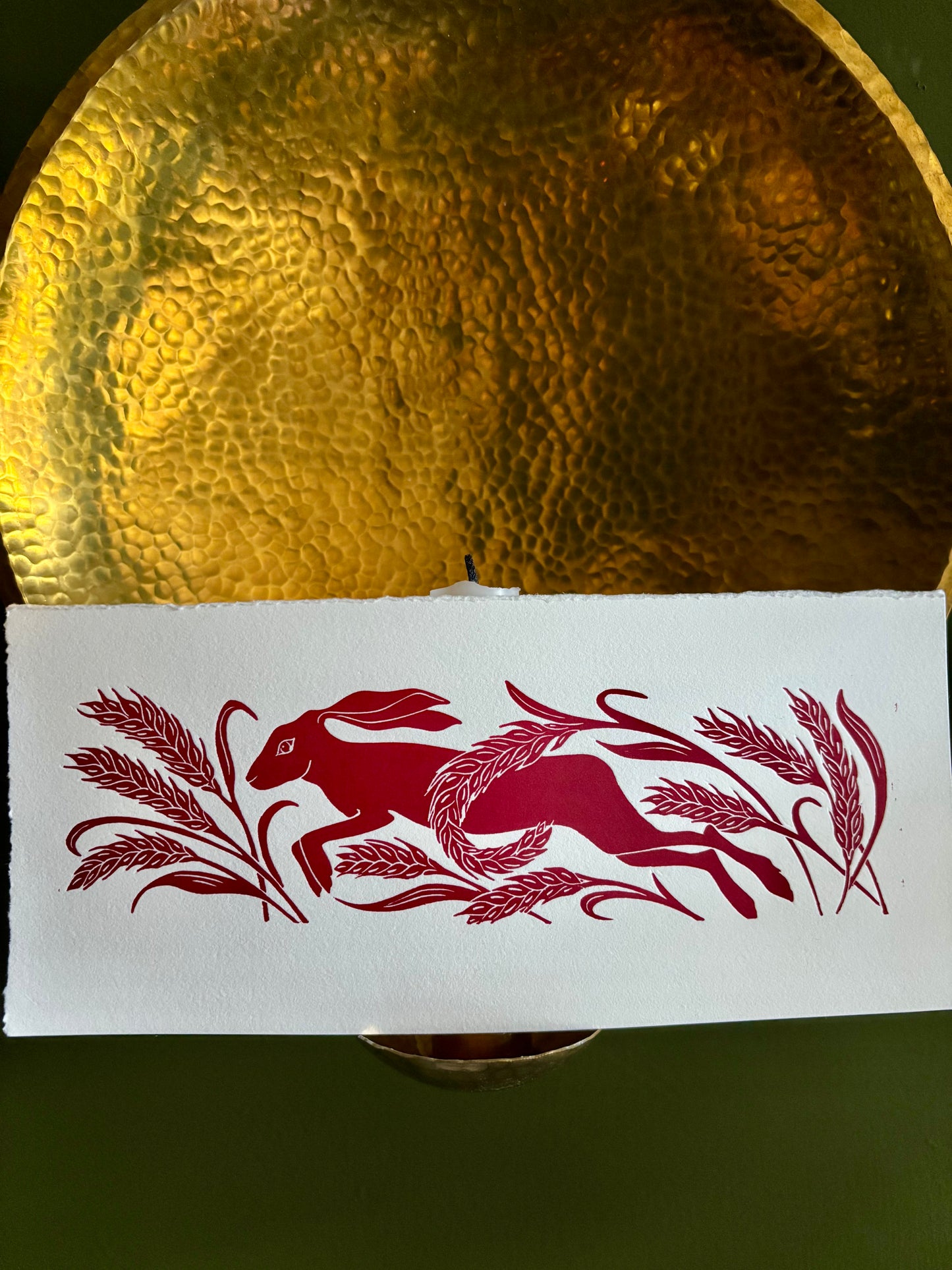 Mini sample linoprint-hare and wheat 5