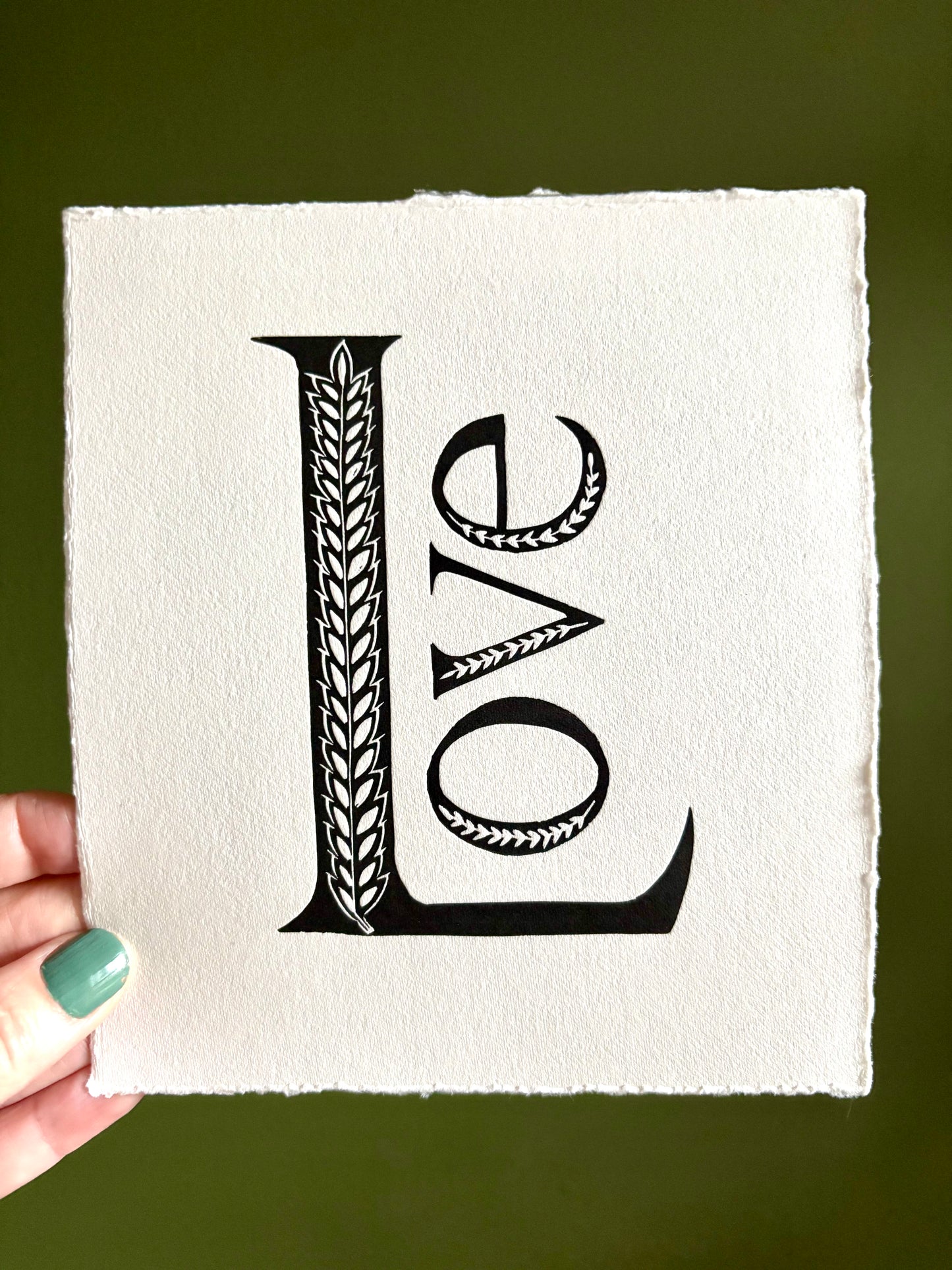 'Love' linoprint