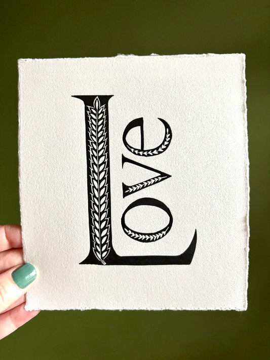 'Love' linoprint
