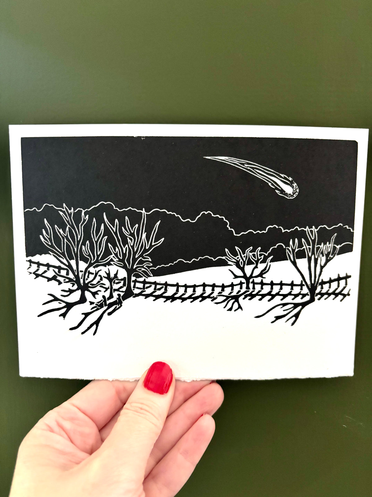 Super Seconds festival listing: 'Winter Comet' linoprint no.3