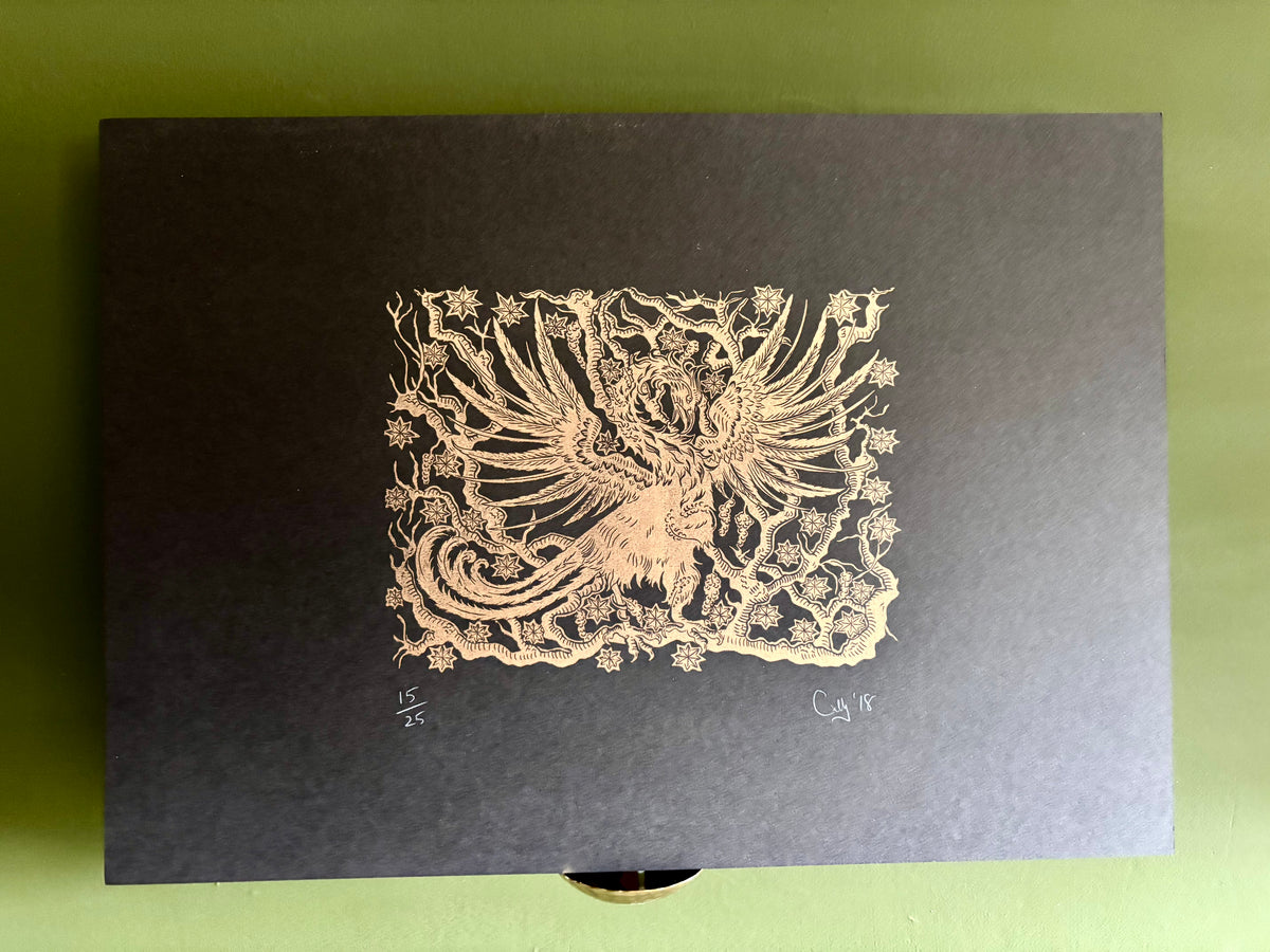 Super Seconds Festival listing: Phoenix and Myrrh tree limited edition linoprint 3