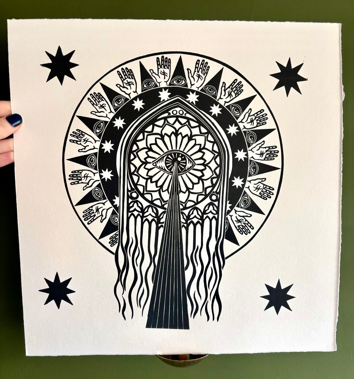 Super Seconds festival listing: Gothic inspired linoprint (black and white 1)